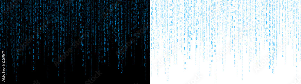 Aufkleber hacker background with binnary bit one zero blue fall transparent