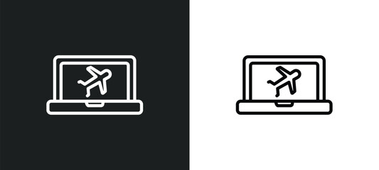 online booking outline icon in white and black colors. online booking flat vector icon from travel collection for web, mobile apps and ui.