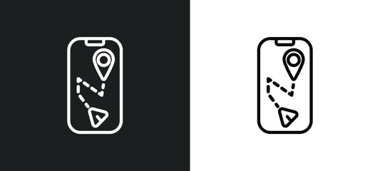 mobile map outline icon in white and black colors. mobile map flat vector icon from travel collection for web, mobile apps and ui.
