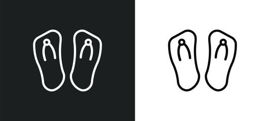 Obraz premium flip flop outline icon in white and black colors. flip flop flat vector icon from travel collection for web, mobile apps and ui.