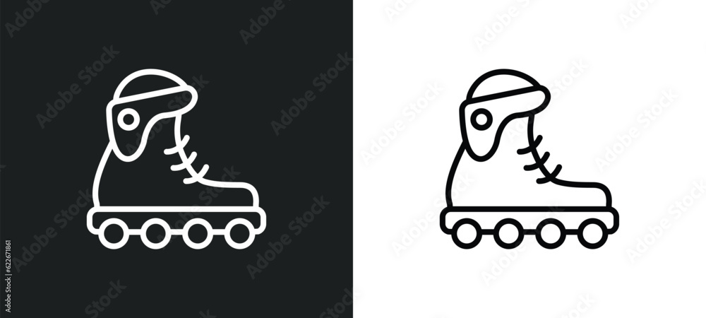 Aufkleber inline skates outline icon in white and black colors. inline skates flat vector icon from transport 