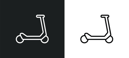 micro scooter outline icon in white and black colors. micro scooter flat vector icon from transport aytan collection for web, mobile apps and ui. © Digital Bazaar