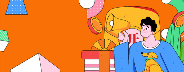 Holiday Shopping E-Commerce Online Shopping People Flat Vector Concept Operation Hand Drawn Illustration
