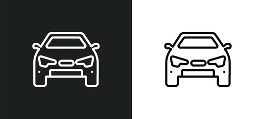 car frontal view outline icon in white and black colors. car frontal view flat vector icon from transport aytan collection for web, mobile apps and ui.