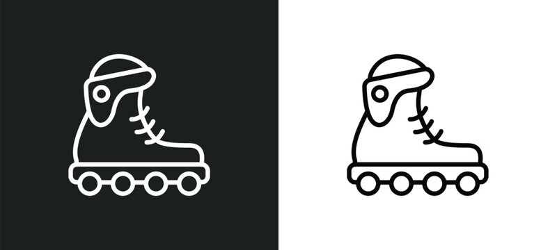 inline skates outline icon in white and black colors. inline skates flat vector icon from transport aytan collection for web, mobile apps and ui.