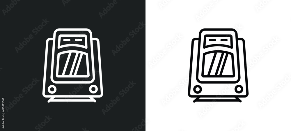 Poster light rail outline icon in white and black colors. light rail flat vector icon from transportation c