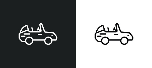 cabriolet outline icon in white and black colors. cabriolet flat vector icon from transportation collection for web, mobile apps and ui.