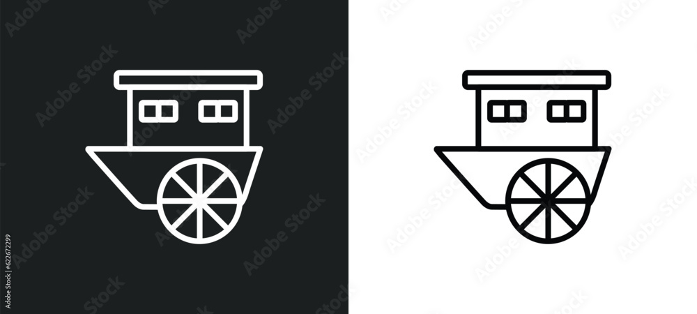 Poster paddlewheeler outline icon in white and black colors. paddlewheeler flat vector icon from transportation collection for web, mobile apps and ui.