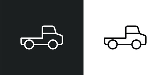 pickup truck outline icon in white and black colors. pickup truck flat vector icon from transportation collection for web, mobile apps and ui.