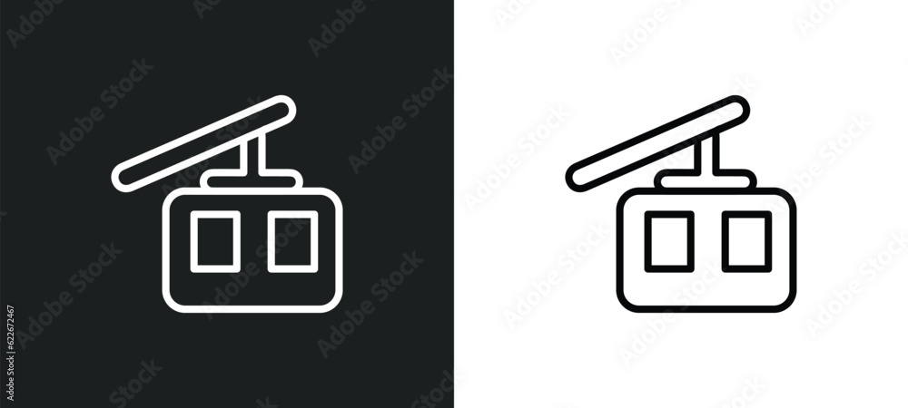 Poster funicular railway outline icon in white and black colors. funicular railway flat vector icon from tr