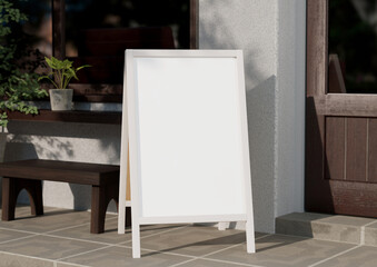  White Board, welcome sign Mockup , outdoors. Greeting template with clipping path
