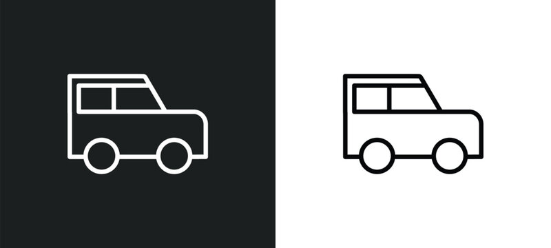 jalopy outline icon in white and black colors. jalopy flat vector icon from transportation collection for web, mobile apps and ui.