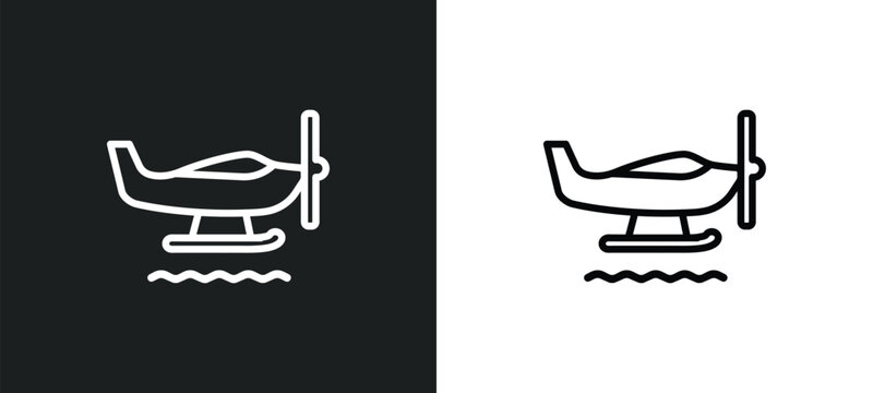 hydroplane outline icon in white and black colors. hydroplane flat vector icon from transportation collection for web, mobile apps and ui.