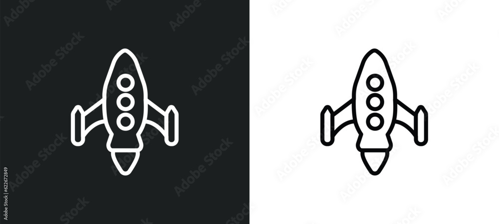 Poster launch outline icon in white and black colors. launch flat vector icon from transport collection for