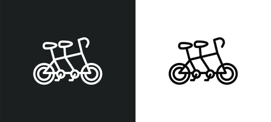 Obraz premium tandem outline icon in white and black colors. tandem flat vector icon from transport collection for web, mobile apps and ui.