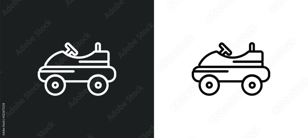 Poster go kart outline icon in white and black colors. go kart flat vector icon from transport collection f