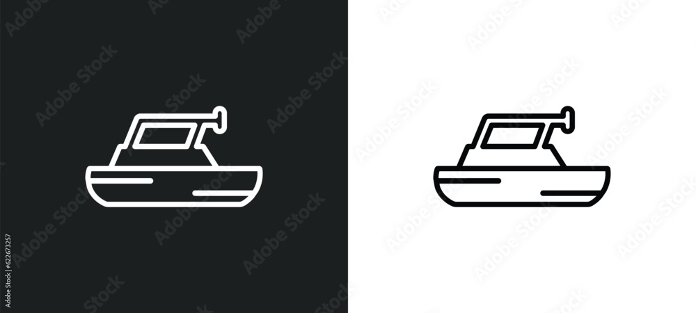 Poster yacht navigate outline icon in white and black colors. yacht navigate flat vector icon from transpor