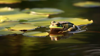 Muurstickers frog in the pond HD 8K wallpaper Stock Photographic Image © Ahmad