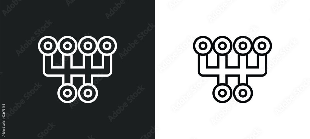 Poster gearshift outline icon in white and black colors. gearshift flat vector icon from transport collecti