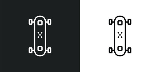 longboard outline icon in white and black colors. longboard flat vector icon from transport collection for web, mobile apps and ui.