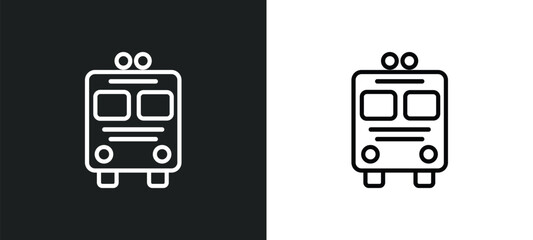 Fototapeta premium public transport outline icon in white and black colors. public transport flat vector icon from transport collection for web, mobile apps and ui.