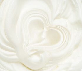 Waves of white eggs cream, dairy yogurt close-up.