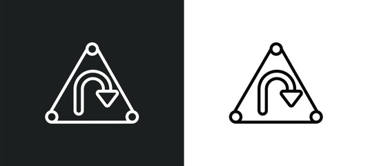 u turn outline icon in white and black colors. u turn flat vector icon from traffic signs collection for web, mobile apps and ui.