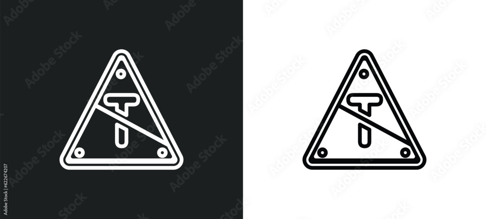 Poster t junction outline icon in white and black colors. t junction flat vector icon from traffic signs co