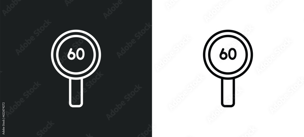 Poster speed limit outline icon in white and black colors. speed limit flat vector icon from traffic signs 