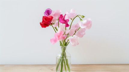 A Small Bunch of Sweetpeas in a Tiny Glass Bottle - Generative Ai