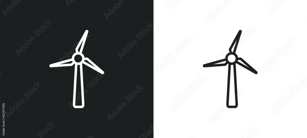 Poster windmills outline icon in white and black colors. windmills flat vector icon from tools and utensils
