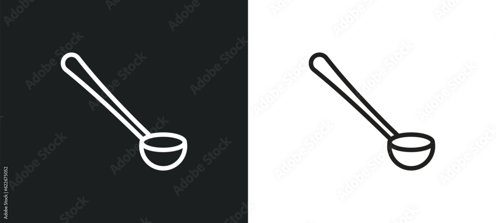 Poster large spoon outline icon in white and black colors. large spoon flat vector icon from tools and uten