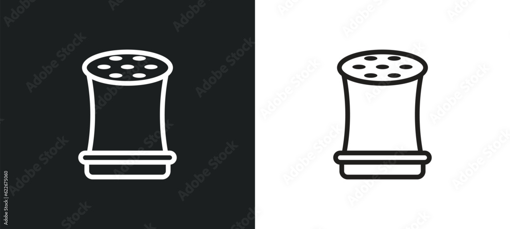 Poster pepper container outline icon in white and black colors. pepper container flat vector icon from tool