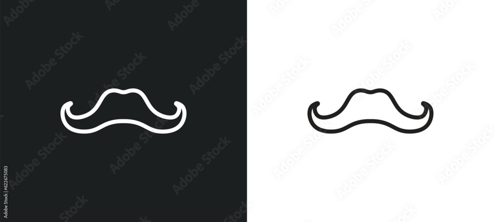 Poster moustaches outline icon in white and black colors. moustaches flat vector icon from tools and utensi