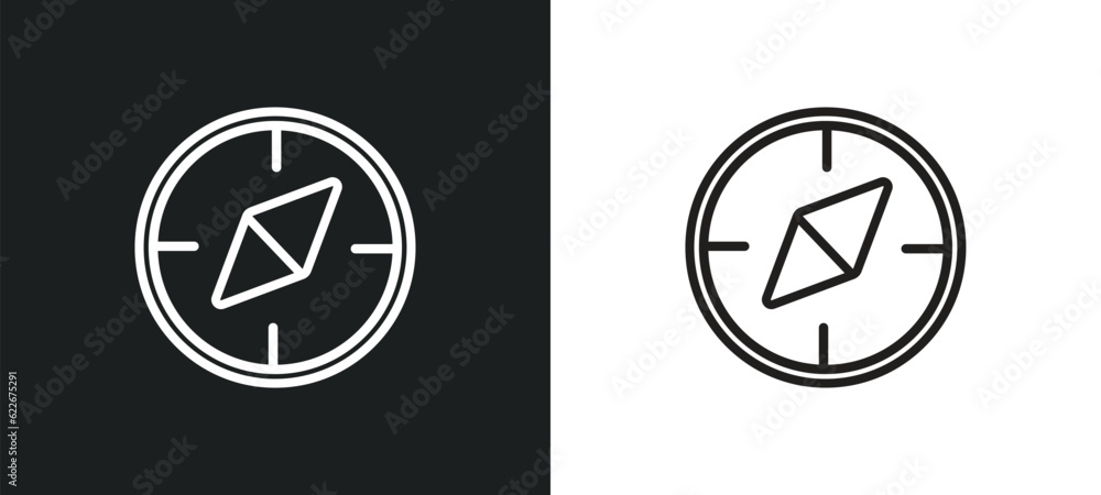 Poster cardinal points outline icon in white and black colors. cardinal points flat vector icon from tools 
