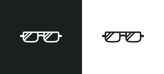 rectangular eyeglass frame outline icon in white and black colors. rectangular eyeglass frame flat vector icon from tools and utensils collection for web, mobile apps and ui. - obrazy, fototapety, plakaty