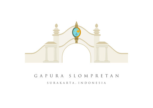gapura slompretan or gapura pasar klewer surakarta in solo city. surakarta landmark. the landmark Icon of solo city, surakarta, indonesia.