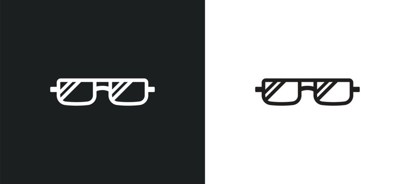 rectangular eyeglass frame outline icon in white and black colors. rectangular eyeglass frame flat vector icon from tools and utensils collection for web, mobile apps and ui.