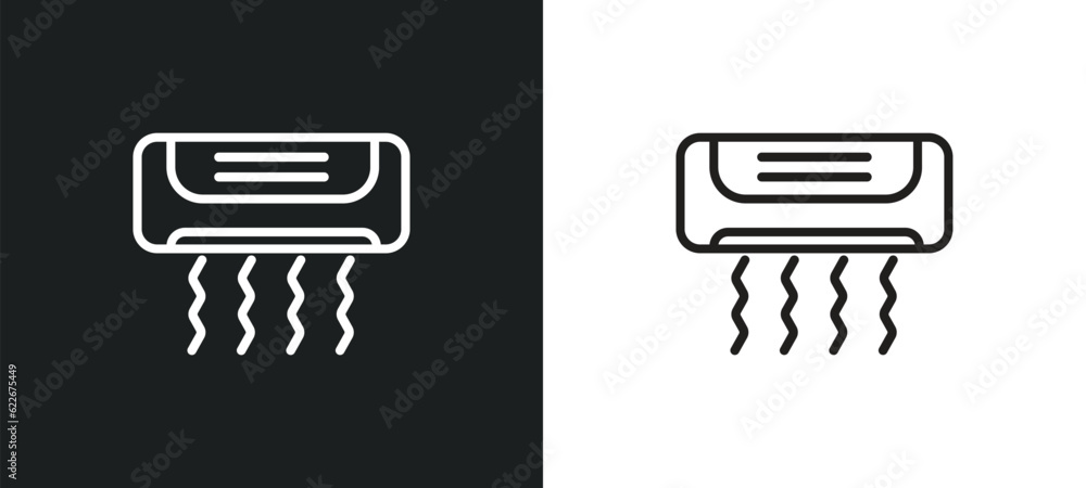 Poster air conditioning outline icon in white and black colors. air conditioning flat vector icon from tool