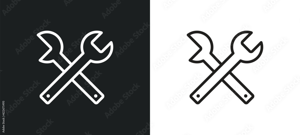 Aufkleber cross wrench outline icon in white and black colors. cross wrench flat vector icon from tools and ut