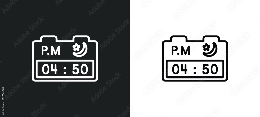 Poster post meridiem outline icon in white and black colors. post meridiem flat vector icon from time and d