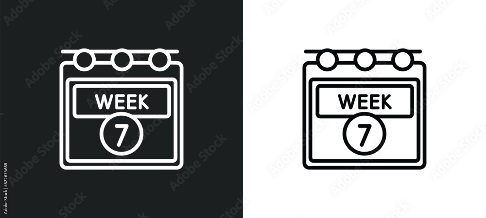Poster week outline icon in white and black colors. week flat vector icon from time and date collection for