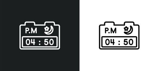 post meridiem outline icon in white and black colors. post meridiem flat vector icon from time and date collection for web, mobile apps and ui.