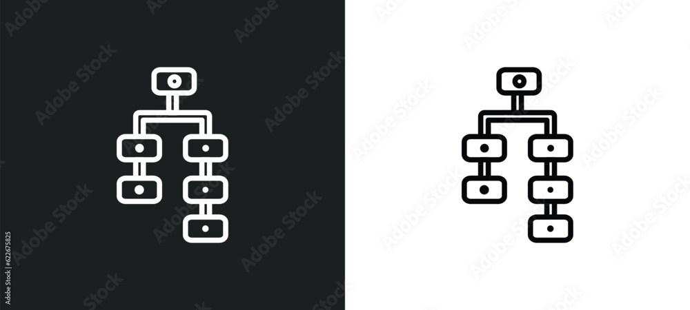Poster analysis process outline icon in white and black colors. analysis process flat vector icon from tech