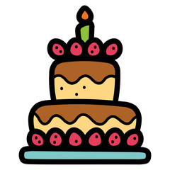 birthday cake filled outline icon style