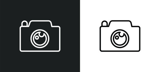 camera front view outline icon in white and black colors. camera front view flat vector icon from technology collection for web, mobile apps and ui.