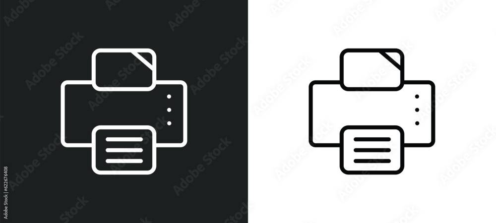 Poster printing outline icon in white and black colors. printing flat vector icon from technology collectio