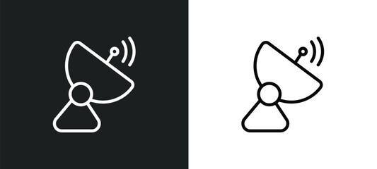 dish outline icon in white and black colors. dish flat vector icon from technology collection for web, mobile apps and ui.