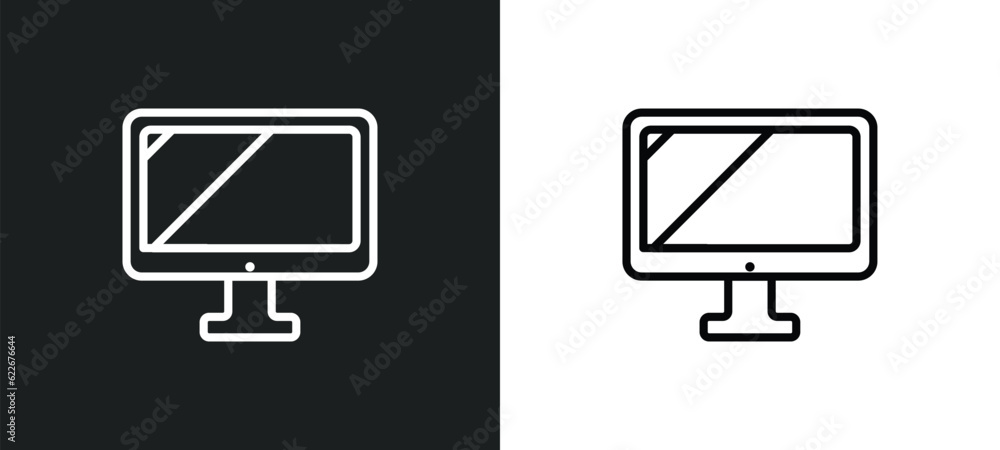 Poster simple screen outline icon in white and black colors. simple screen flat vector icon from technology