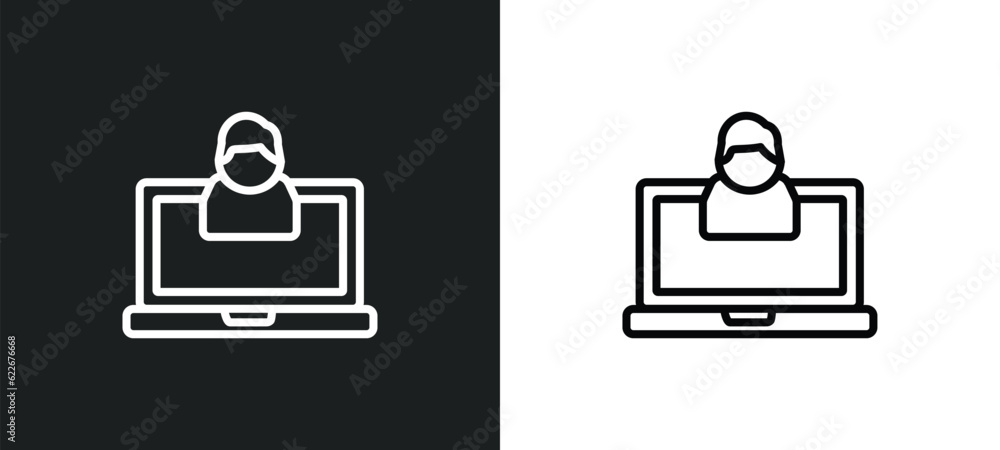 Aufkleber client outline icon in white and black colors. client flat vector icon from technology collection fo